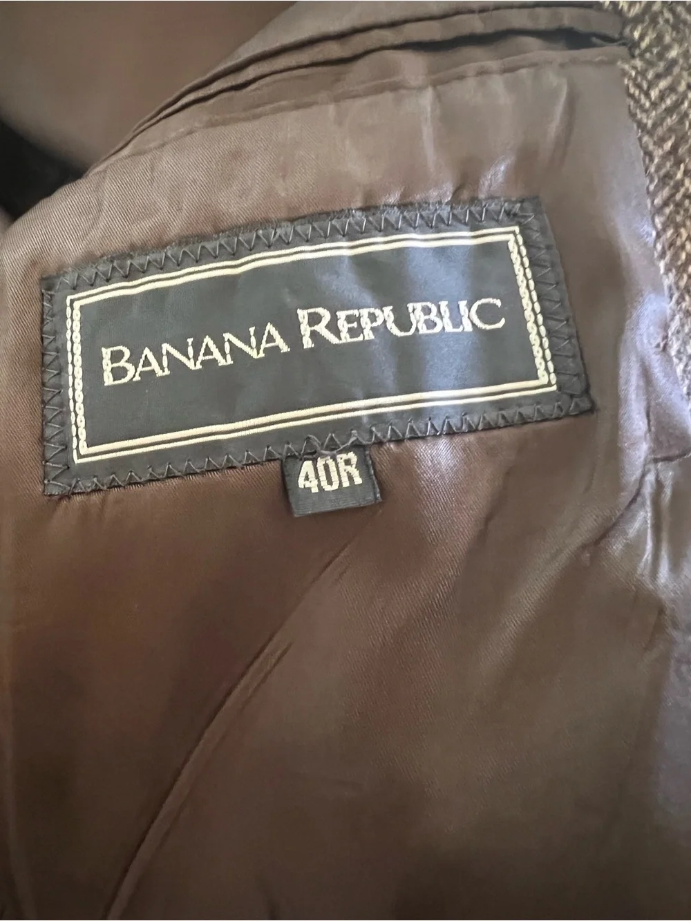 Vintage Classic Wool Banana Republic Brown Herringbone Hunting Coat